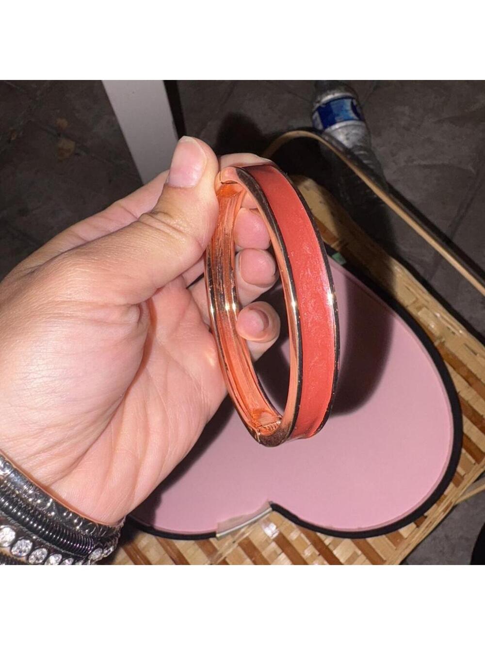Bangle Bracelet Womens OS Orange Good Rose Gold Hinge Enamel